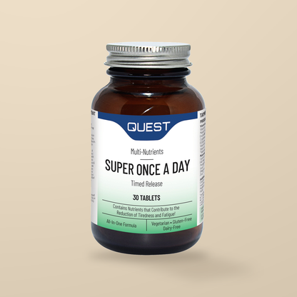 Quest Super Once A Day Timed Release 30 Tablets — original product packaging on warm beige background