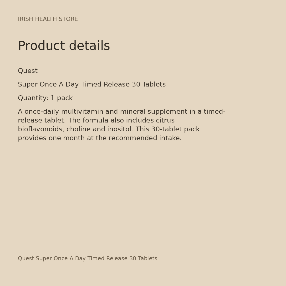 Quest Super Once A Day Timed Release 30 Tablets product details