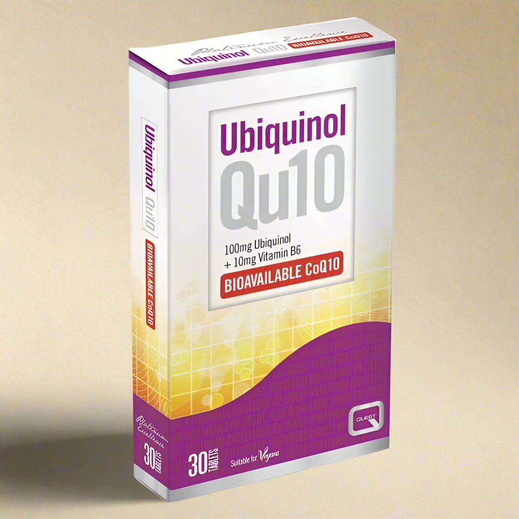 Quest Ubiquinol Qu10 with Vitamin B6 – 30 Tablets front label – IHS Irish Health Store