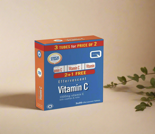 Quest Vitamin C Effervescent Triple Pack – Front View of 3 Tubes
