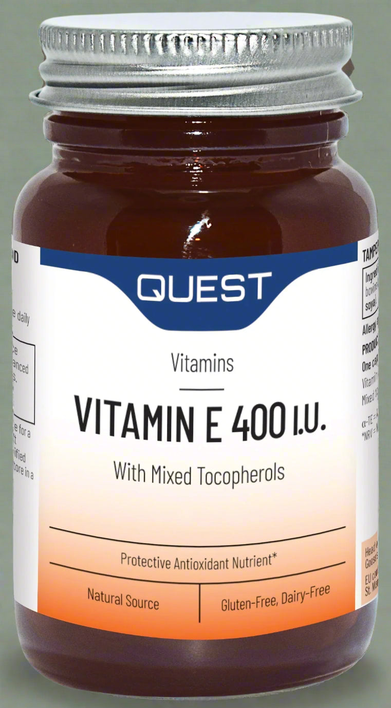 Quest Vitamin E 400iu – 60 Capsules Front Label