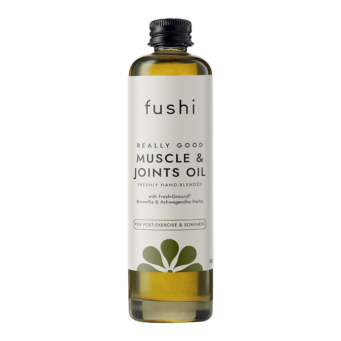 Bottle of Really Good Muscle & Joints Oil 100ml featuring Ayurvedic herbs like Ashwagandha and Boswellia