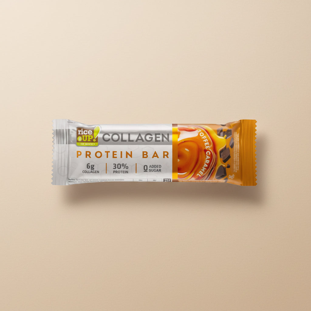 Collagen protein bar packaging on a white background