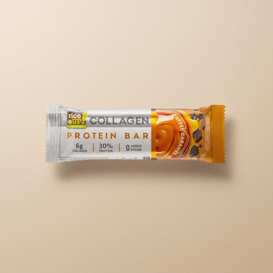 Collagen protein bar packaging on a white background