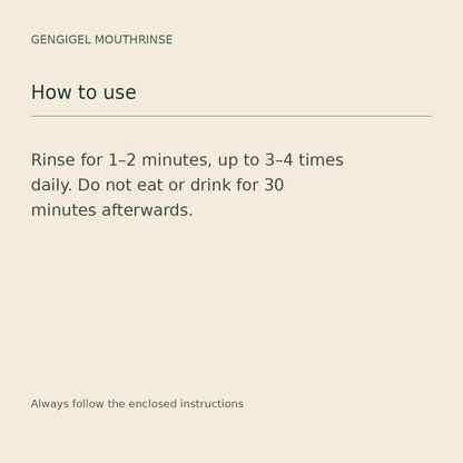 Gengigel Mouthrinse with Hyaluronic Acid – 150ml – rinse use guide