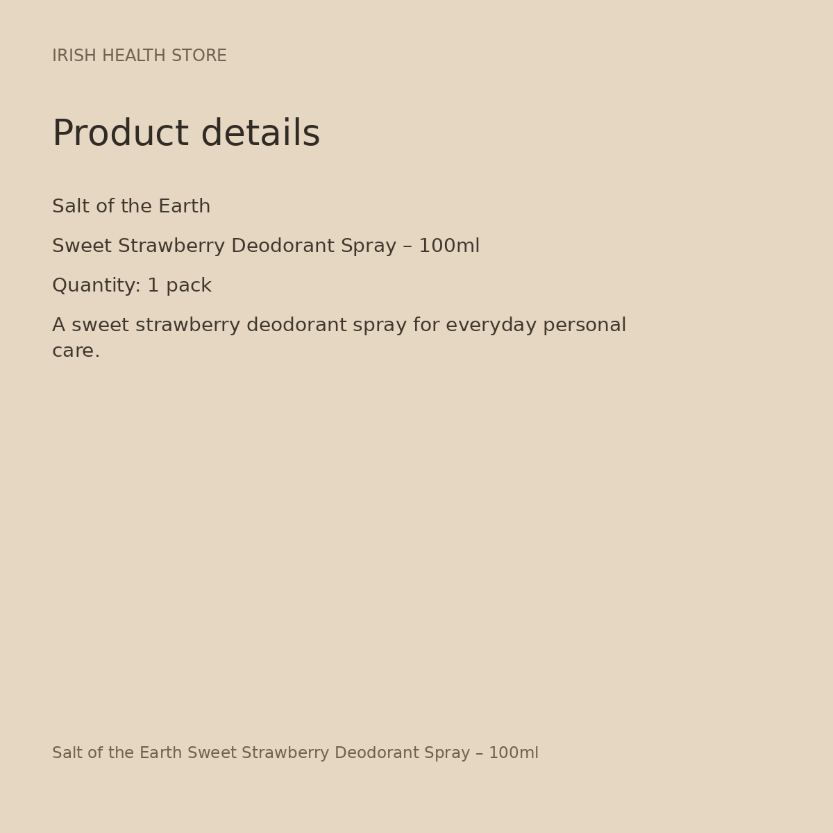 Salt of the Earth Sweet Strawberry Deodorant Spray – 100ml product details