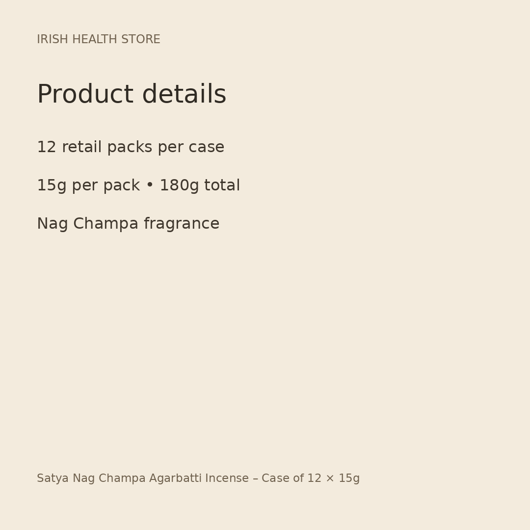 Satya Nag Champa Agarbatti Incense – Case of 12 × 15g product details