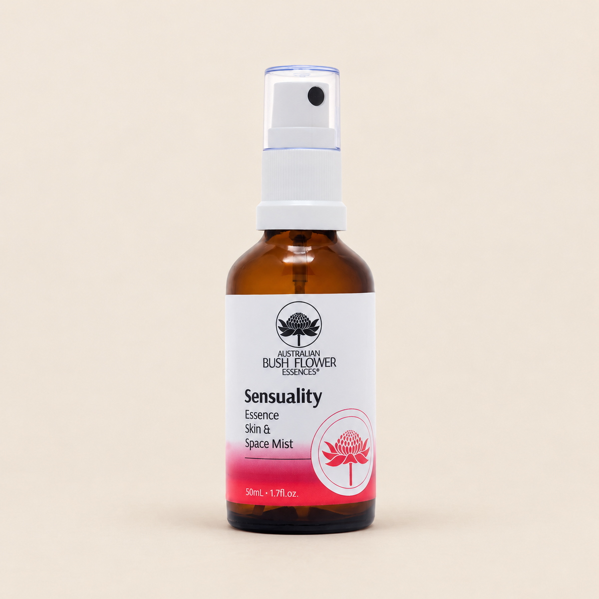Australian Bush Flower Sensuality Organic Space Mist – 50ml on warm beige background