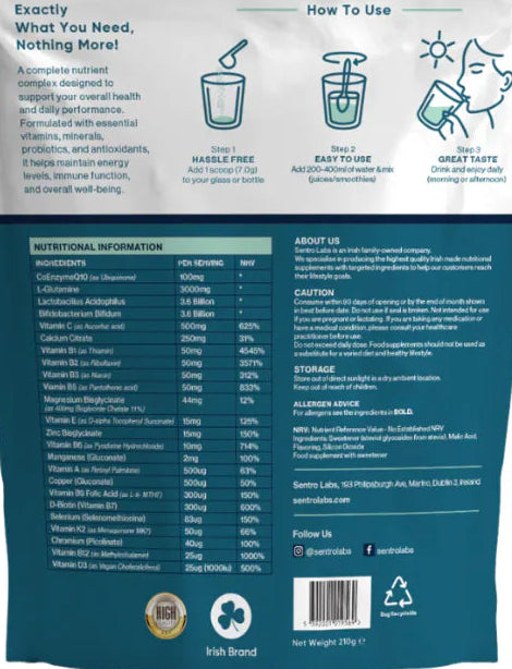 Back view of a product packaging with text and icons on a white background