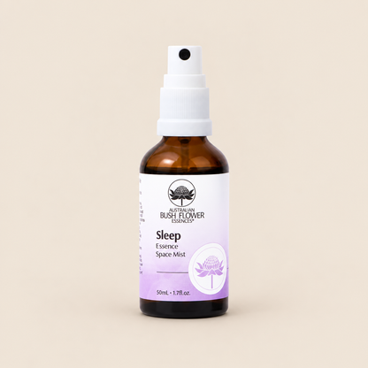 Australian Bush Flower Sleep Essence Space Mist – 50ml on a warm beige background