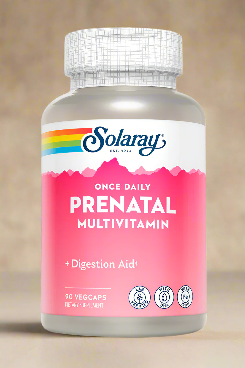 Front view of Solaray Prenatal Multivitamin & Mineral 90 Tablets