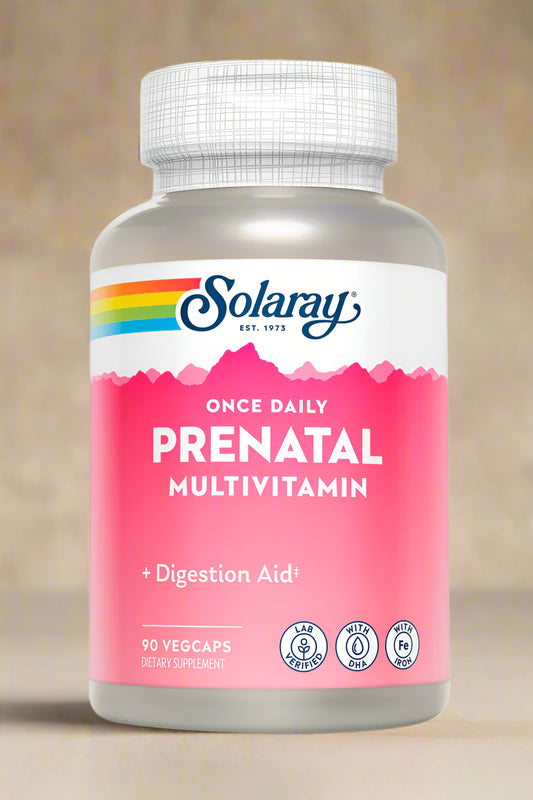 Front view of Solaray Prenatal Multivitamin & Mineral 90 Tablets