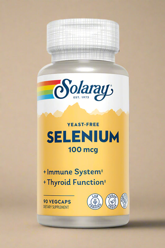  Front view of Solaray Selenium 100mcg – 90 Tablets bottle