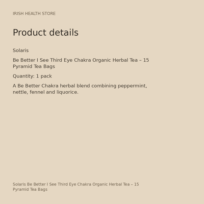 Solaris Be Better I See Third Eye Chakra Organic Herbal Tea – 15 Pyramid Tea Bags product details