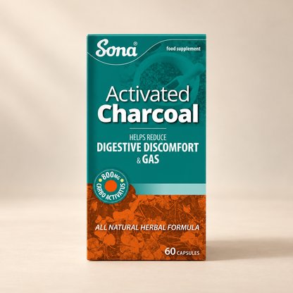 Sona Activated Charcoal 60 capsules – front carton