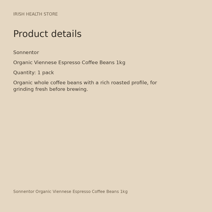 Sonnentor Organic Viennese Espresso Coffee Beans 1kg product details