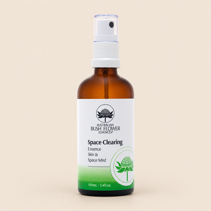 Australian Bush Flower Space Clearing Organic Space Mist – 100ml on a warm beige background