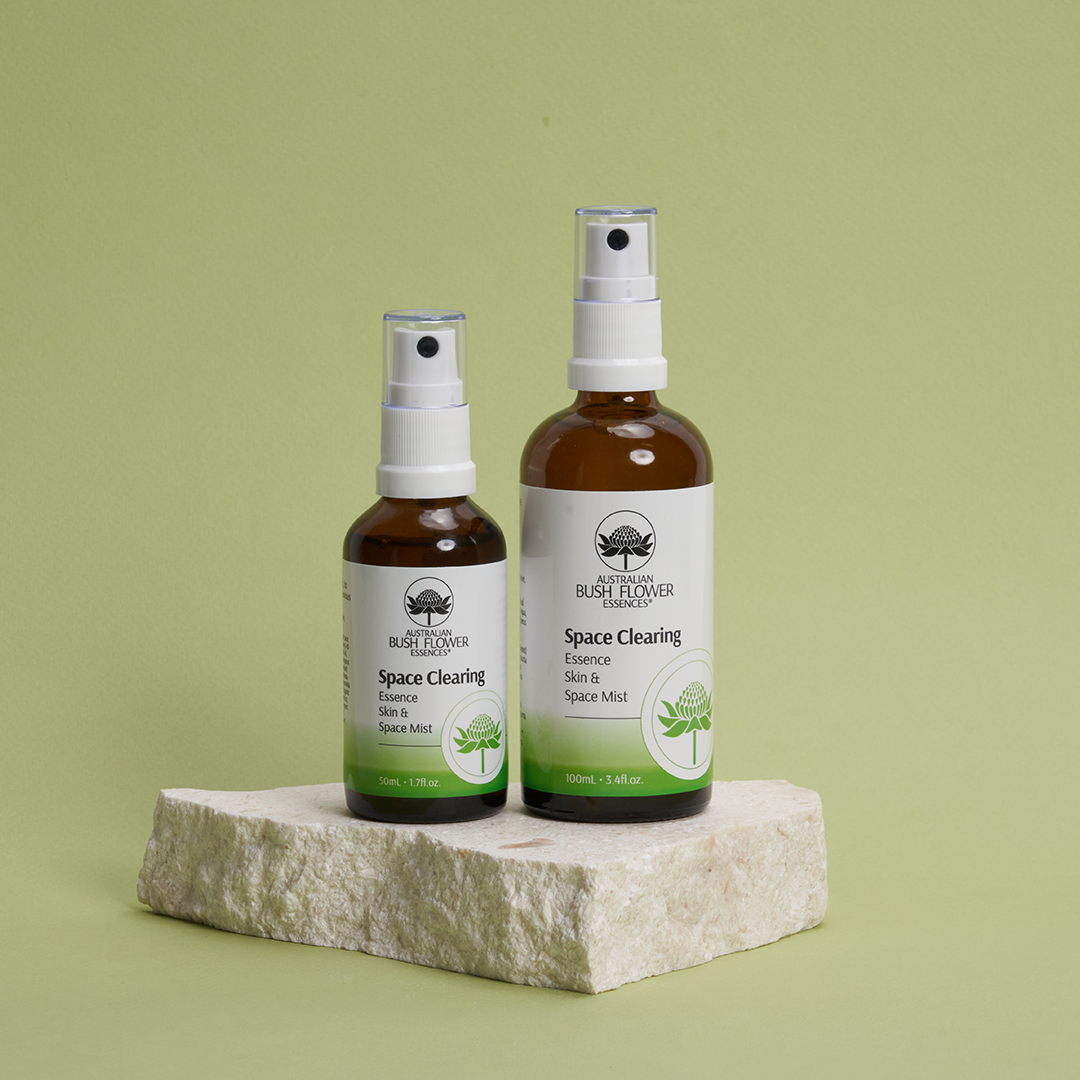 Space Clearing Mist 50ml and 100ml size comparison; one selected-size bottle supplied