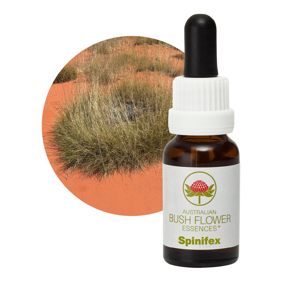 Australian Bush Flower Spinifex Stock Essence – 15ml manufacturer packaging photograph