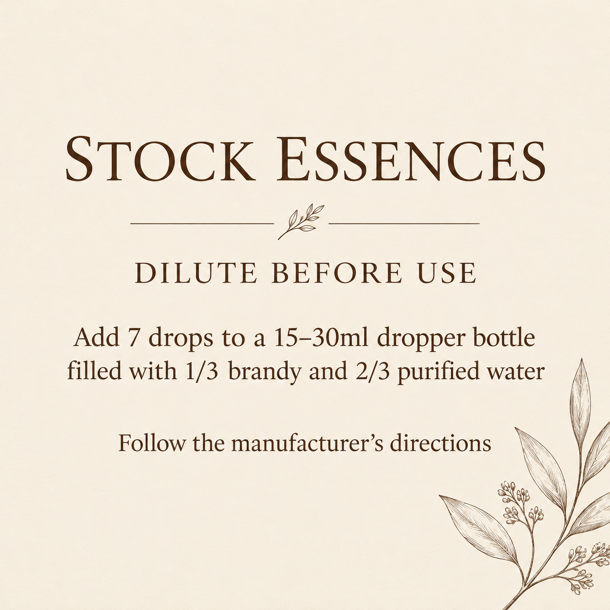 How to prepare a diluted dosage bottle from standard stock essence