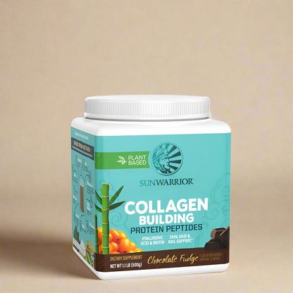 Sunwarrior Chocolate Fudge Collagen Protein 500g Front Packaging