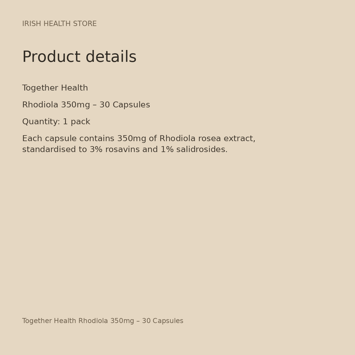 Together Health Rhodiola 350mg – 30 Capsules product details