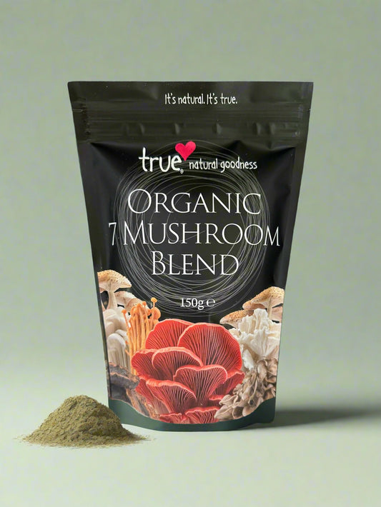 True Natural Goodness 7 Mushroom Blend Organic 150g Front Label