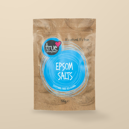 True Natural Goodness Epsom Salts – 500g — original product packaging on warm beige background