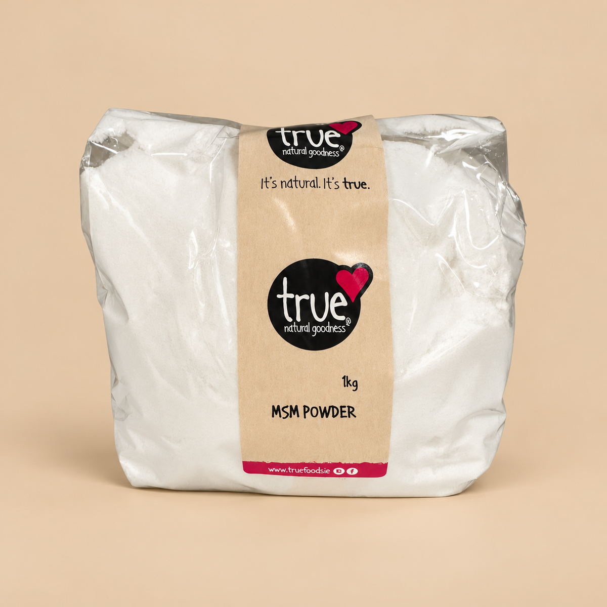 True Natural Goodness MSM Powder – 1kg product pack on beige background