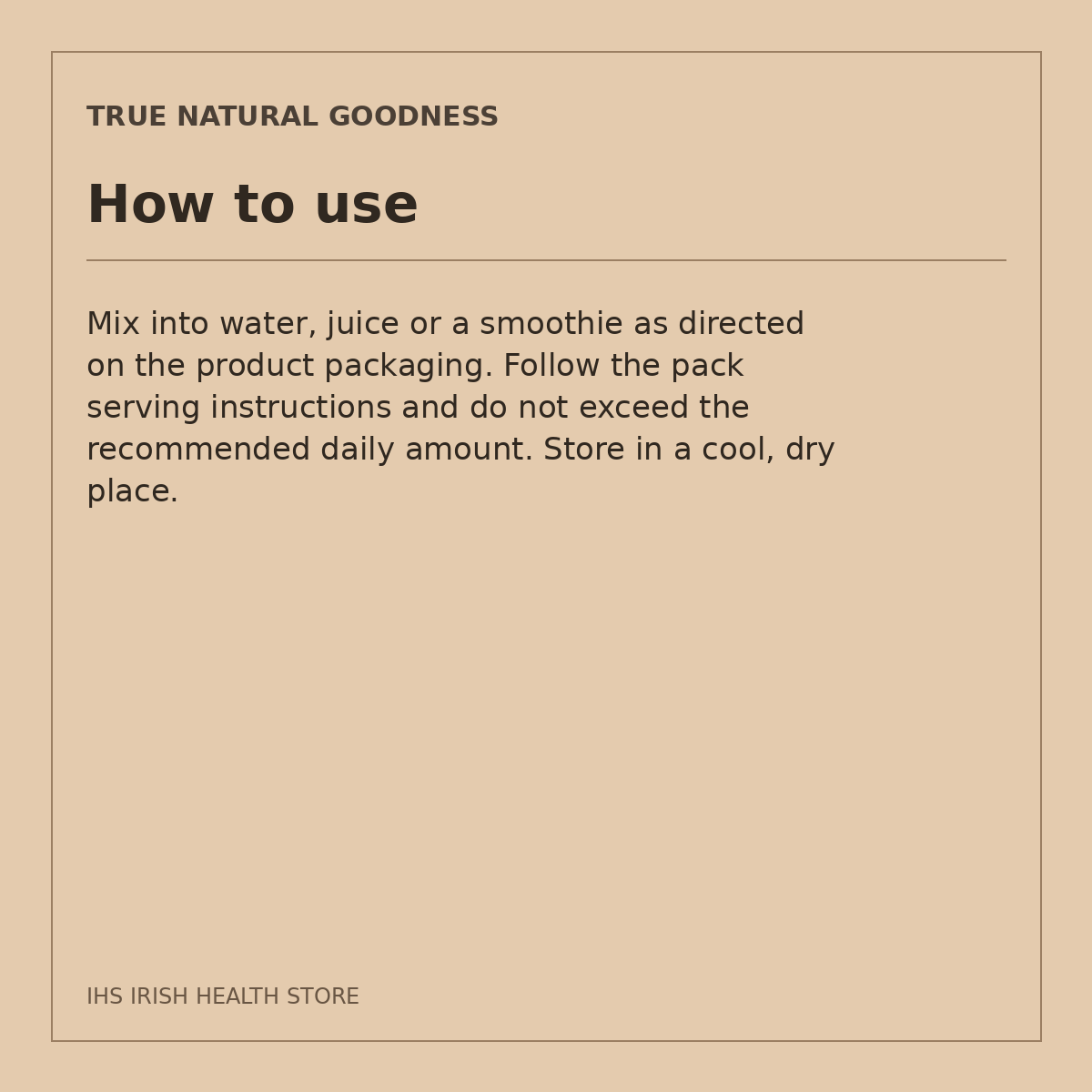 True Natural Goodness MSM Powder – 1kg: how to use