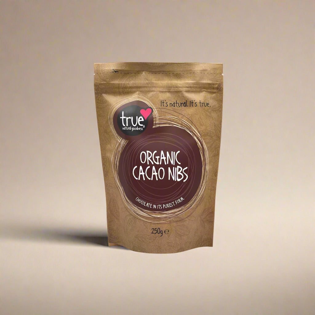 True Natural Goodness Organic Cacao Nibs 250g front pack – IHS Irish Health Store
