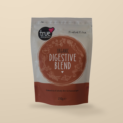True Natural Goodness Organic Digestive Blend – 250g — original product packaging on warm beige background