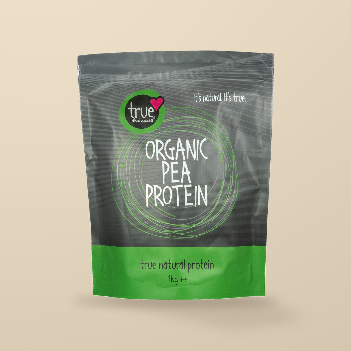 True Natural Goodness Organic Pea Protein – 1kg — original product packaging on warm beige background