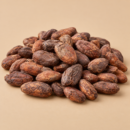True Natural Goodness Organic Raw Cacao Beans – 1kg – AI-generated cacao ingredient illustration, not packaging