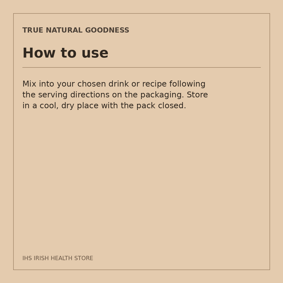 True Natural Goodness Organic Rice Protein Powder – 80% Protein – 1kg: how to use