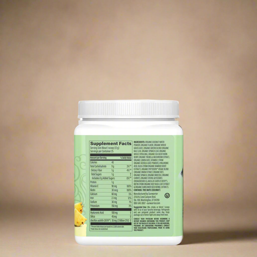 Vegan collagen-support greens booster with biotin and probiotics