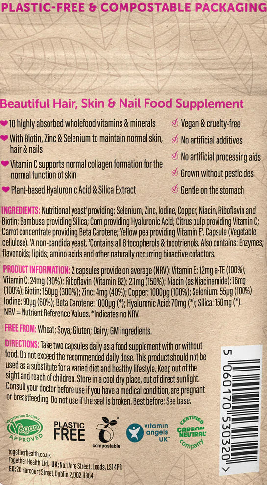 Vegan Hair Skin Nail Food Supplement Capsules