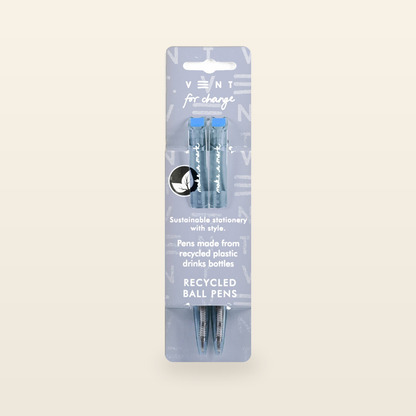 VENT for Change Make a Mark Recycled Ballpoint Pens – Dusty Blue – Pack of 2 — product and original packaging