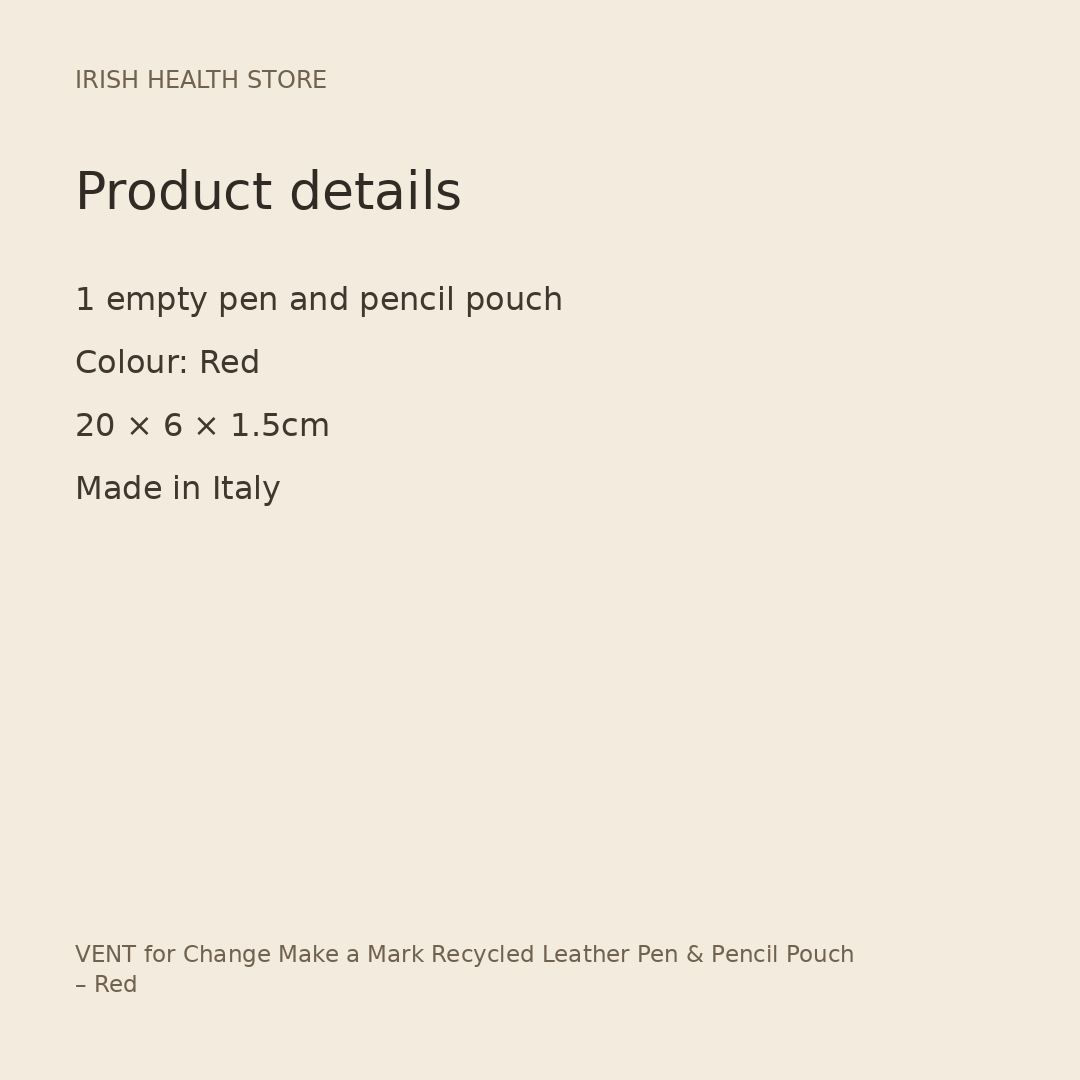 VENT for Change Make a Mark Recycled Leather Pen & Pencil Pouch – Red product details