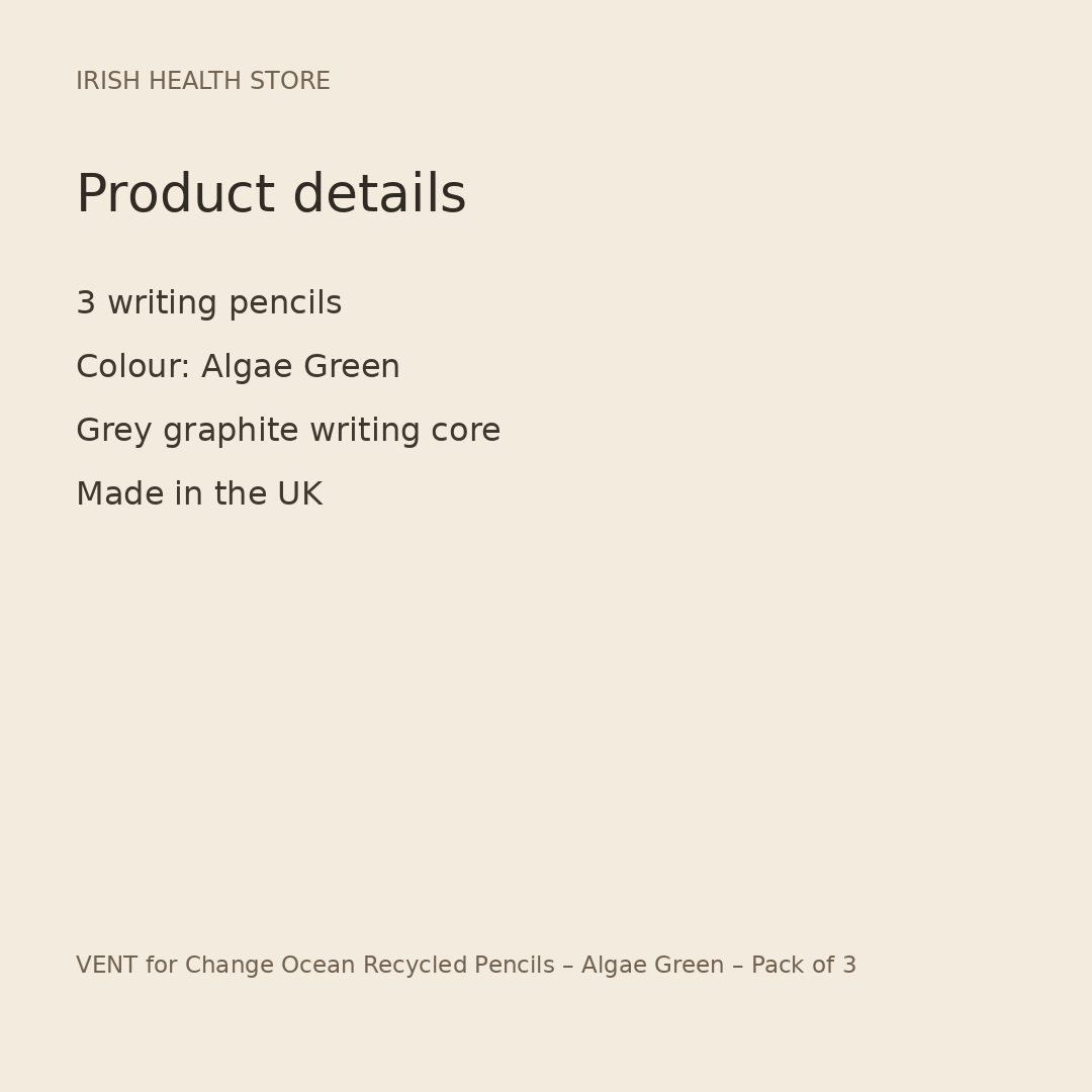 VENT for Change Ocean Recycled Pencils – Algae Green – Pack of 3 product details