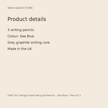 VENT for Change Ocean Recycled Pencils – Sea Blue – Pack of 3 product details