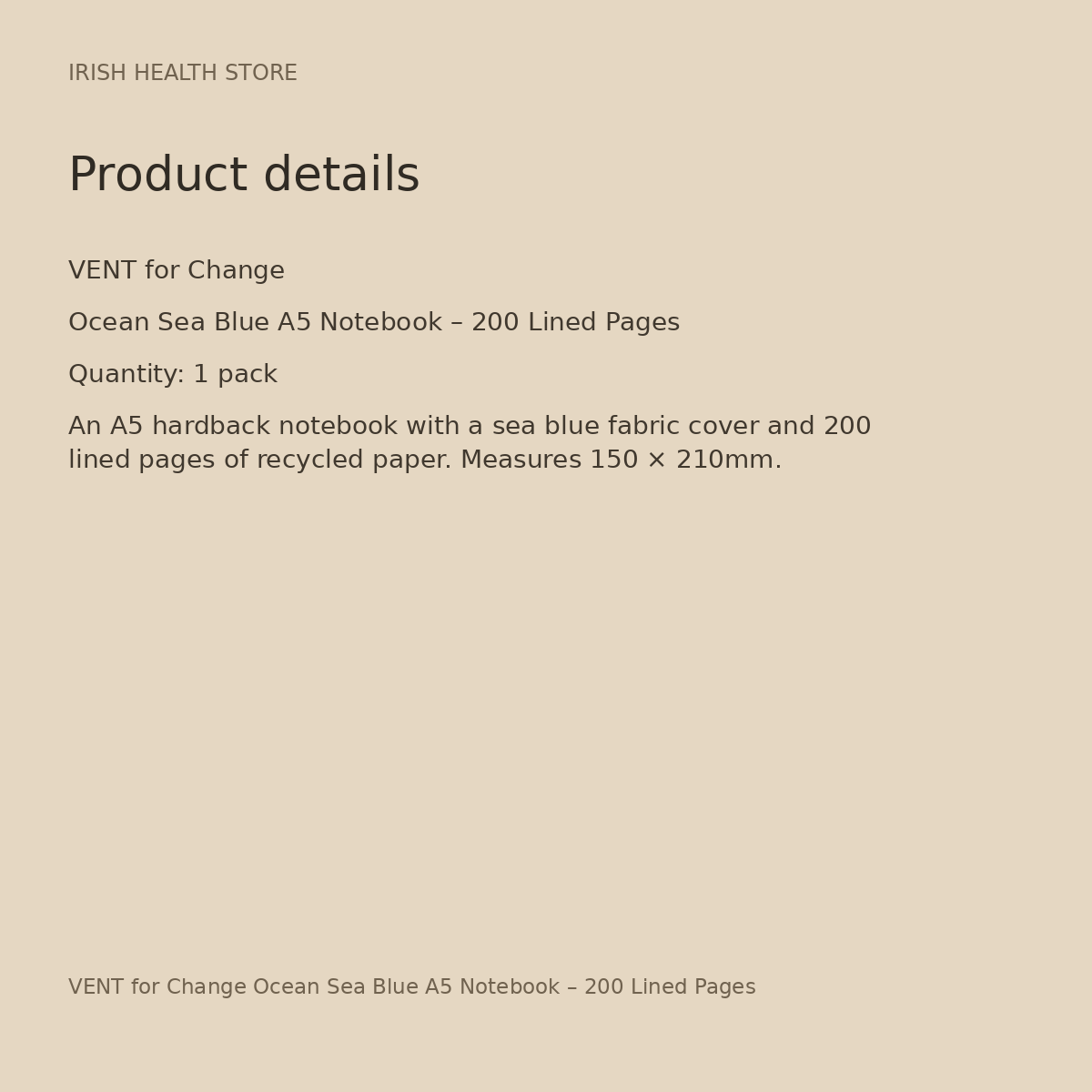 VENT for Change Ocean Sea Blue A5 Notebook – 200 Lined Pages product details