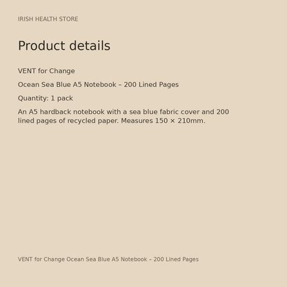 VENT for Change Ocean Sea Blue A5 Notebook – 200 Lined Pages product details