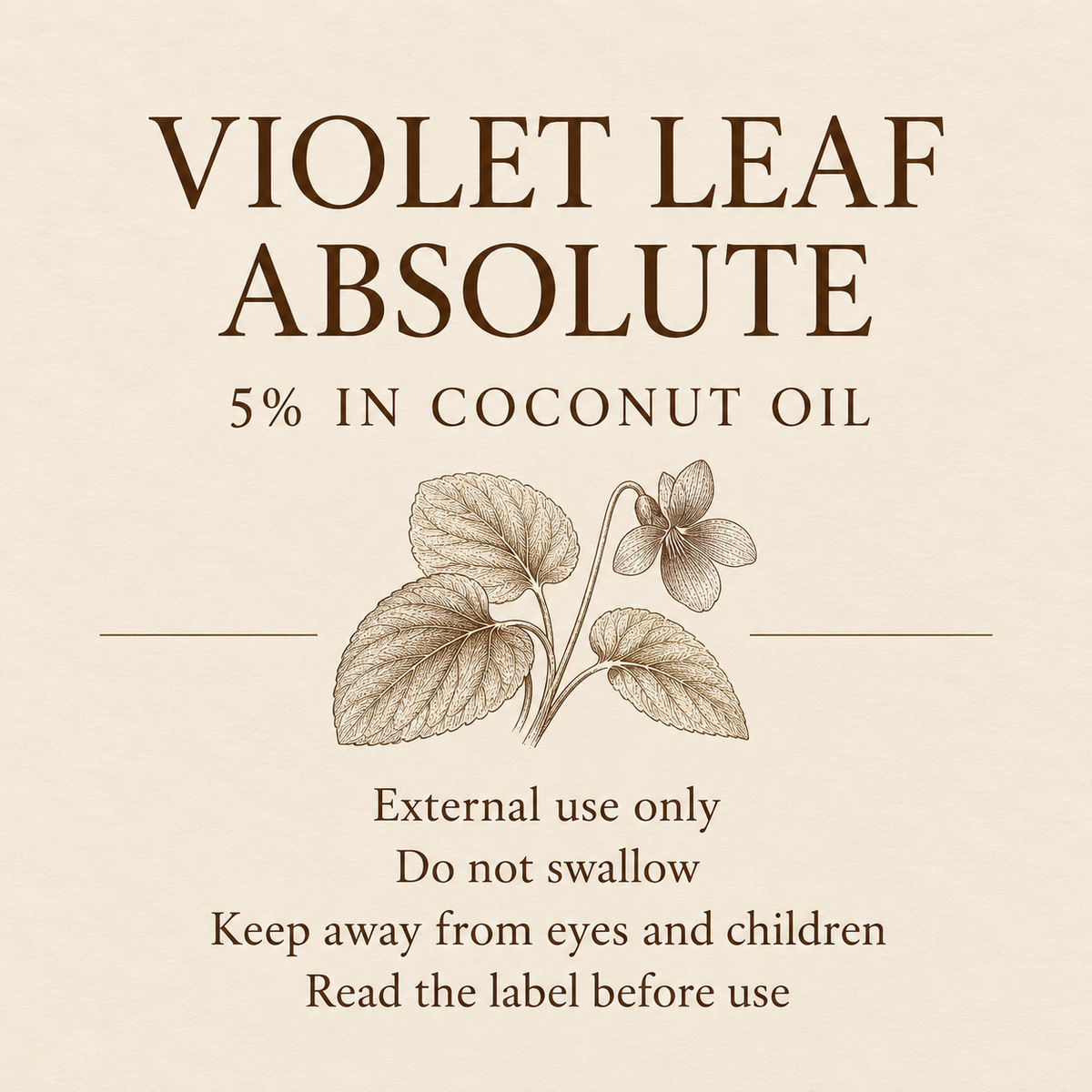 Violet leaf absolute 5% in coconut oil: external use and label guidance