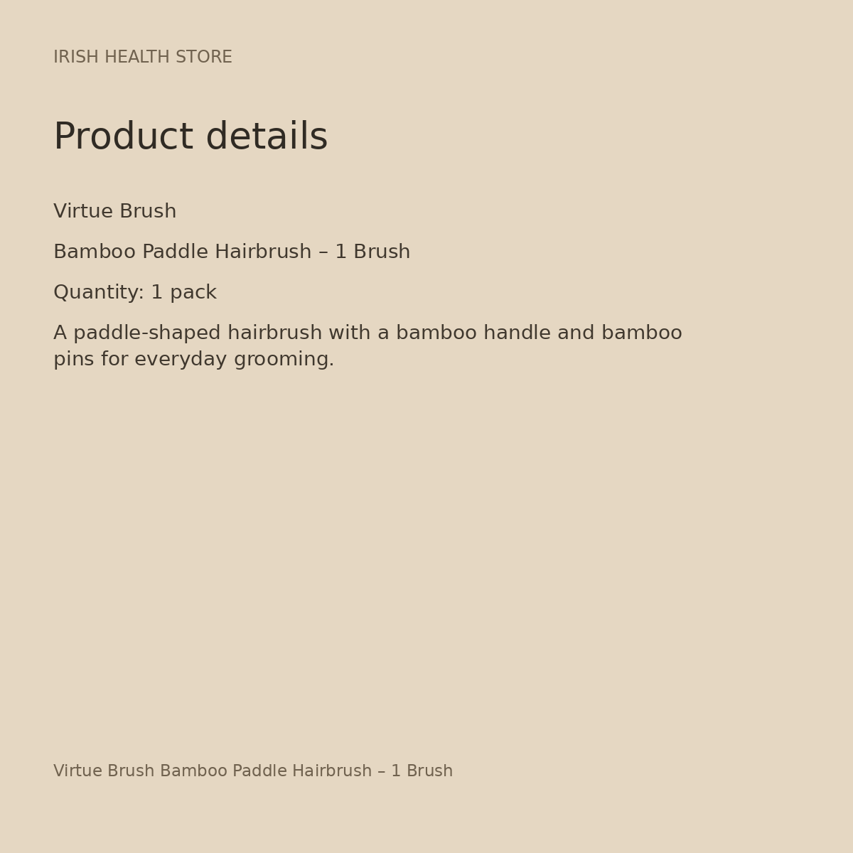 Virtue Brush Bamboo Paddle Hairbrush – 1 Brush product details