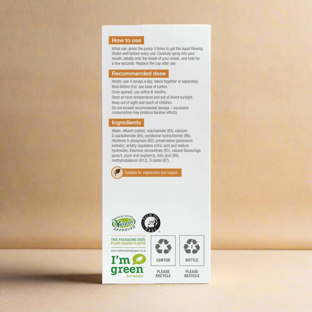 B vitamin complex in spray format for fast absorption and daily vitality