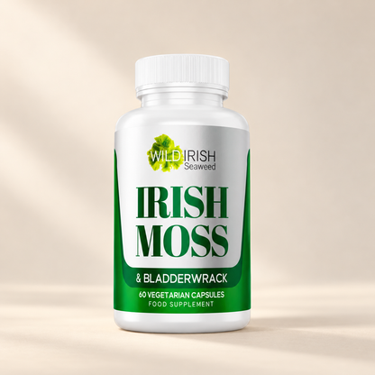 Wild Irish Seaweed Irish Moss & Bladderwrack 60 vegetarian capsules – front packaging