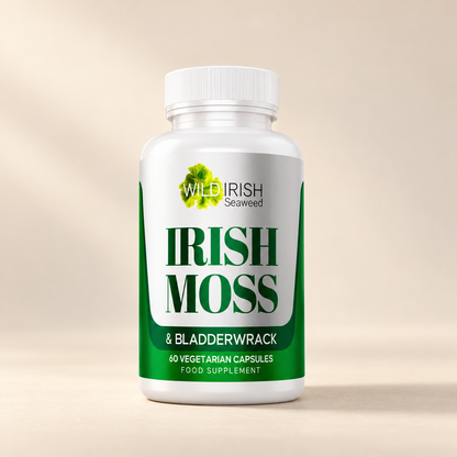 Wild Irish Seaweed Irish Moss & Bladderwrack 60 vegetarian capsules – front packaging