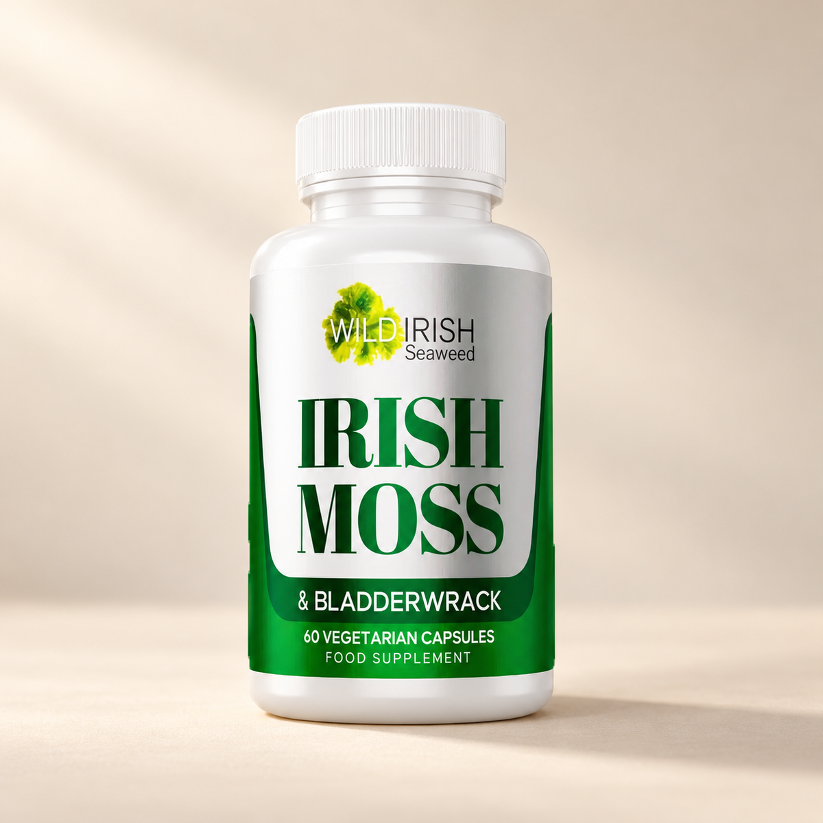 Wild Irish Seaweed Irish Moss & Bladderwrack 60 vegetarian capsules – bottle and label