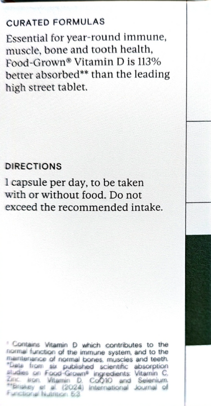 Wild Nutrition Vitamin D carton with daily directions and product information